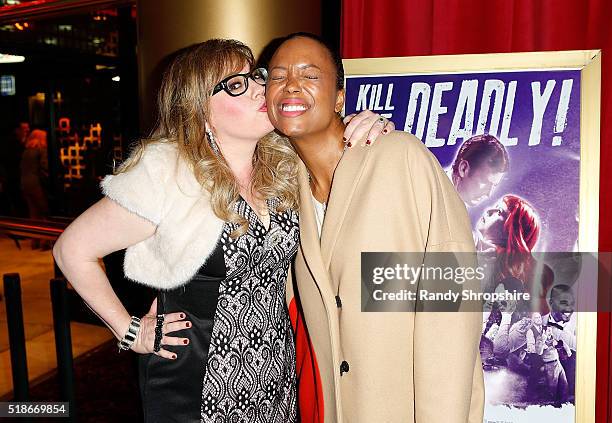 Kirsten Vangsness and Aisha Tyler attend the "Kill Me Deadly" Premiere at the Laemmle's Ahrya Fine Arts Movie Theater on April 1, 2016 in Beverly...