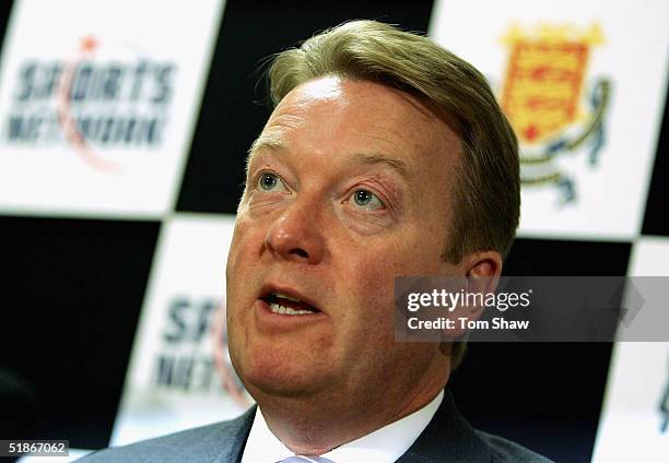 Frank Warren talks to the press at an announcement of the joint venture between Sports Network and the Amateur Boxing Association of England to stage...