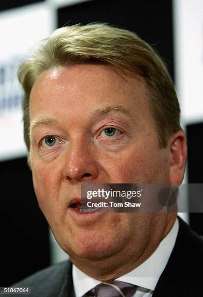 Frank Warren talks to the press at an announcement of the joint venture between Sports Network and the Amateur Boxing Association of England to stage...