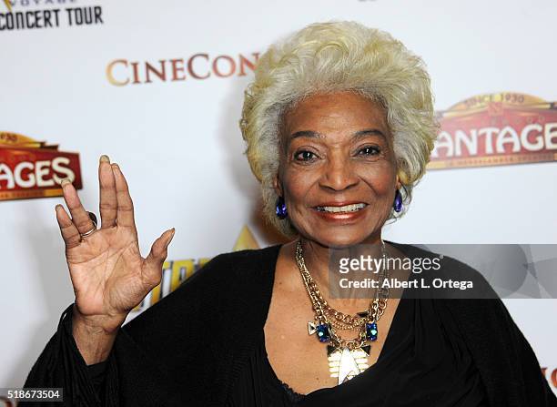 Actress Nichelle Nichols arrives for STAR TREK: The Ultimate Voyage 50th Anniversary Tour presented by CineConcerts held at The Pantages Theater on...