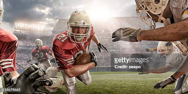 american football action - tackling stock pictures, royalty-free photos & images