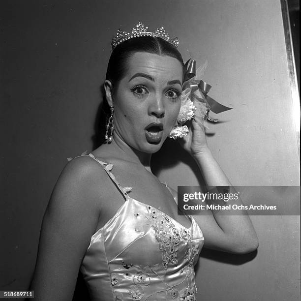 Spanish singer and actress Sara Montiel gets ready for the Ed Sullivan Show in Los Angeles,CA.