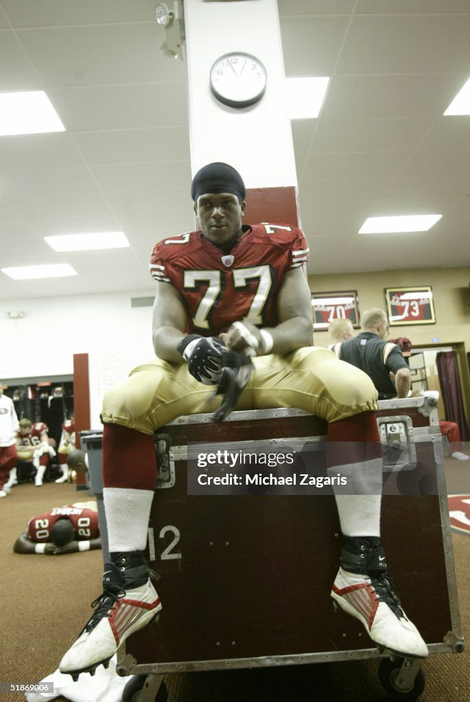 Kwesian Harris San Francisco 49ers offensive tackle Kwame Harris relaxes in the ...