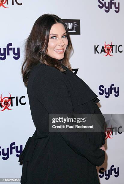 Actress Lauren Kitt Carter on the red carpet for the Premiere of Syfy's "Dead 7" at Harmony Gold on April 1, 2016 in Los Angeles, California.