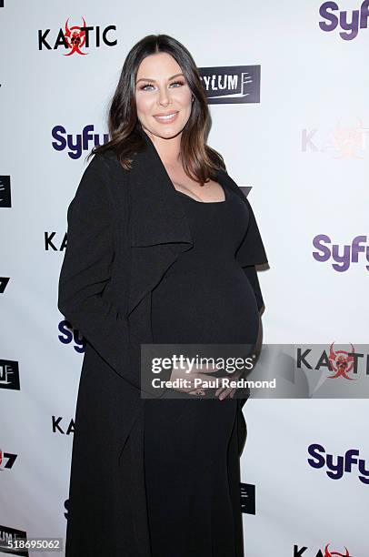 Actress Lauren Kitt Carter on the red carpet for the Premiere of Syfy's "Dead 7" at Harmony Gold on April 1, 2016 in Los Angeles, California.