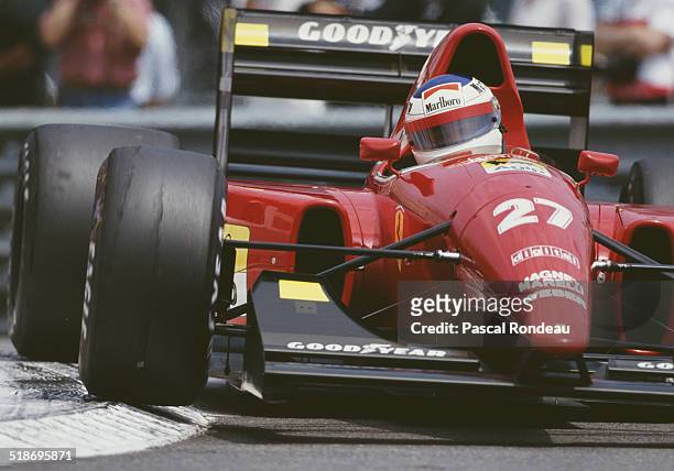 Jean Alesi of France drives the Scuderia Ferrari SpA Ferrari F92A Ferrari V12 during practice for the Grand Prix of Monaco on 30th May 1992 on the...