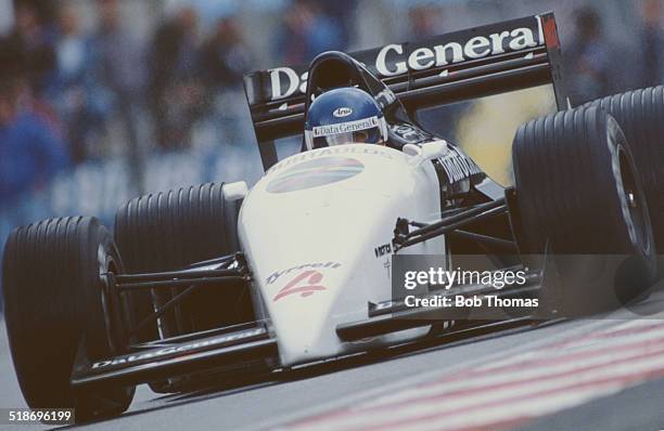 Philippe Streiff of France drives the Data General Team Tyrrell Tyrrell DG016 Cosworth V8 during practice for the Belgian Grand Prix on 17th May 1987...