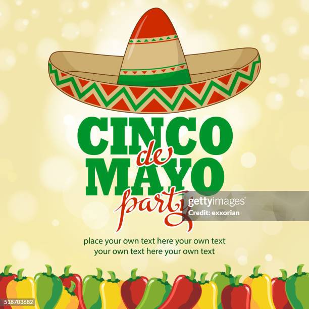 cinco de mayo angesagtesten partei - hat sombrero stock-grafiken, -clipart, -cartoons und -symbole