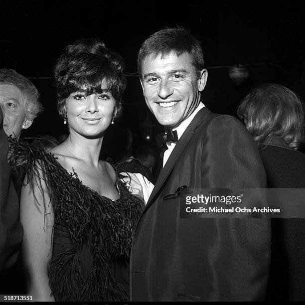 Roddy McDowall and Suzanne Pleshette attend a party in Los Angeles,CA.