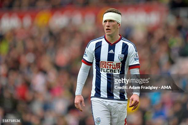 Craig Gardner of West Bromwich Albion looks on during the Barclays Premier League match between Sunderland and West Bromwich Albion at Stadium of...