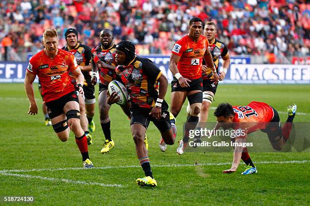 Malcomb Jaer of the Southern Kings during the 2016 Super Rugby match between Southern Kings and Sunwolves at Nelson Mandela Bay Stadium on April 02,...
