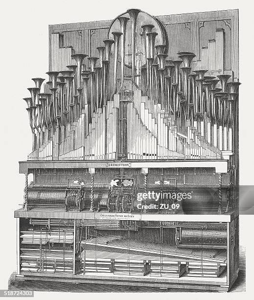 orchestrion (1862) by michael welte (vöhrenbach, germany), published in 1877 - church organ stock illustrations