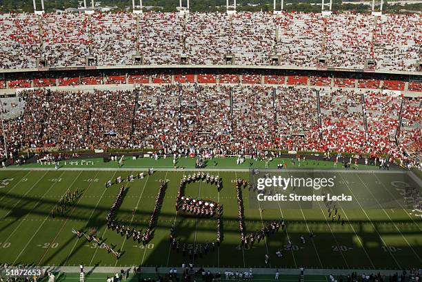 The South Carolina Gamecocks marching band performs before the team plays against the Georgia Bulldogs during their game at Williams-Brice Stadium on...