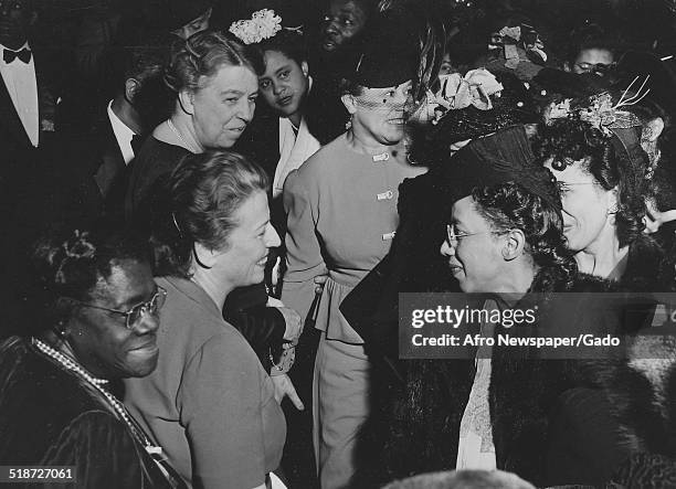 Former United States First Lady Eleanor Roosevelt and educator and Civil Rights activist Mary McLeod Bethune, 1937.