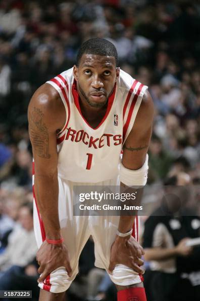 T Mac Rockets Tracy McGrady of the Houston Rockets stands on the court during the ...