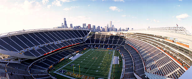 Panoramic interior view of the New Soldier Field Stadium prior to the game between the Green Bay Packers and the Chicago Bears on October 23, 2003 in...