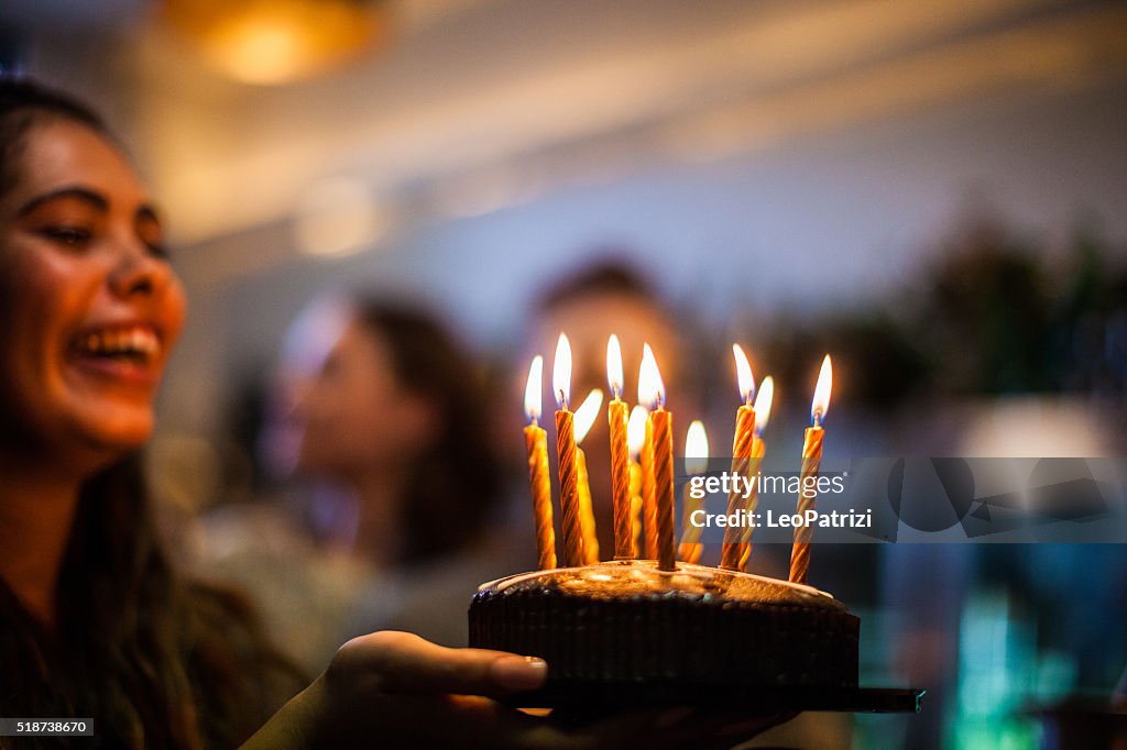 Friends having a lot of fun at birthday party