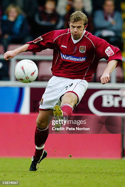 Martin Smith of Northampton Town in action during the FA Cup 2nd round match between Northampton Town and Bury held at the Sixfields Stadium,...