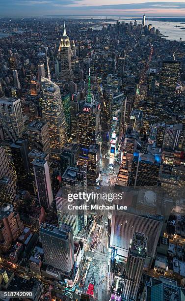 aerial times square - new york - 7th avenue stock pictures, royalty-free photos & images