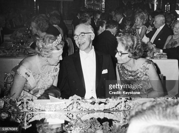 Scientist George Wald attends a banquet in Stockholm City Hall, after jointly receiving the 1967 Nobel Prize in Medicine, 10th December 1967....