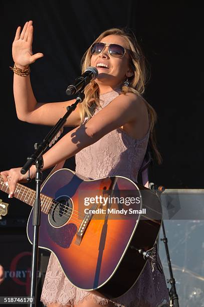 Tae Dye of Maddie & Tae performs during the ACM Party for a Cause Festival at the Las Vegas Festival Grounds on April 1, 2016 in Las Vegas, Nevada.