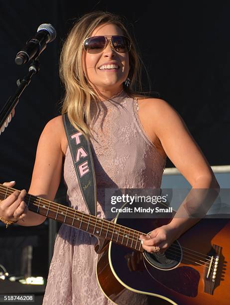 Tae Dye of Maddie & Tae performs during the ACM Party for a Cause Festival at the Las Vegas Festival Grounds on April 1, 2016 in Las Vegas, Nevada.