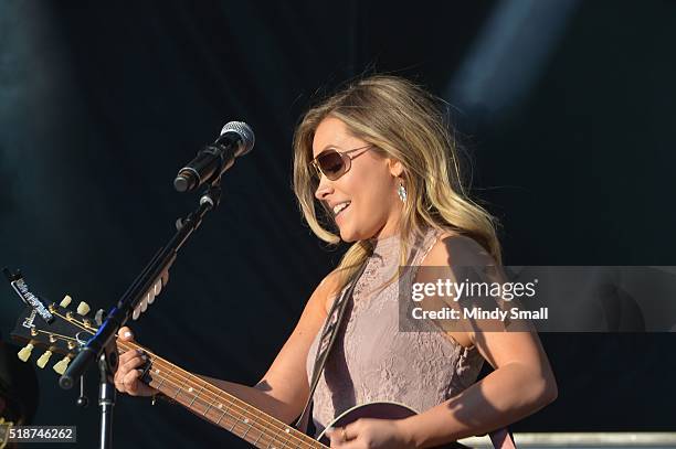 Tae Dye of Maddie & Tae performs during the ACM Party for a Cause Festival at the Las Vegas Festival Grounds on April 1, 2016 in Las Vegas, Nevada.