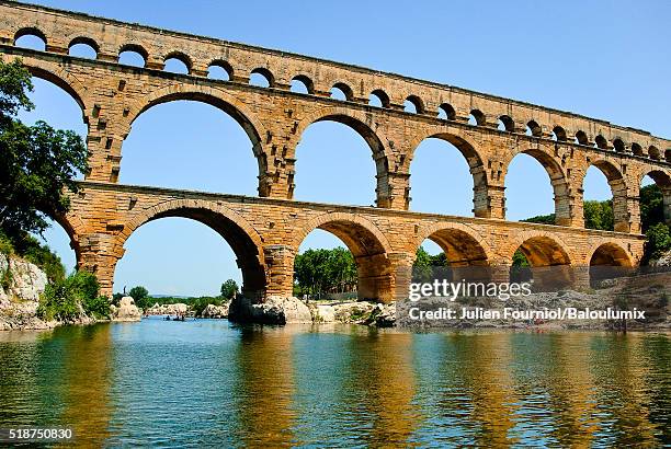 le pont du gard - le sommer stock pictures, royalty-free photos & images