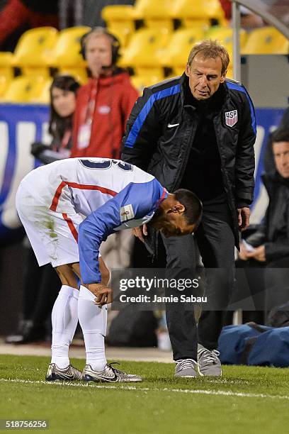 Head Coach Jurgen Klinsmann of the United States Men's National Team watches his team play against Guatemala during the FIFA 2018 World Cup qualifier...