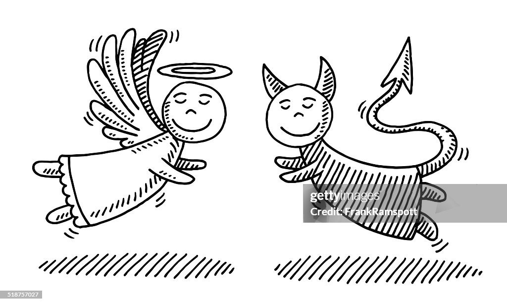 Historieta ángel y Devil junto con el dibujo