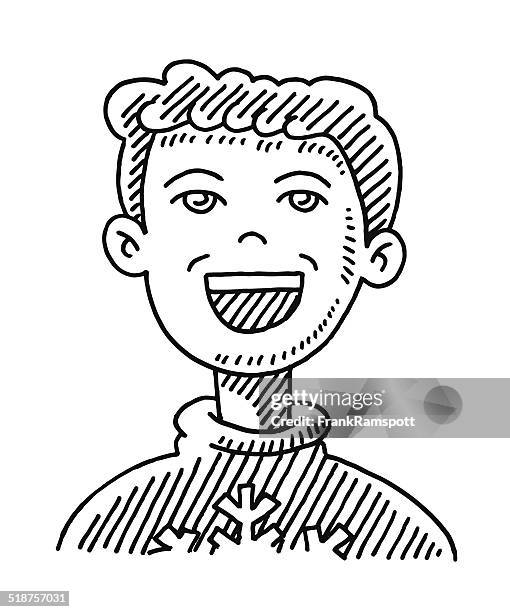 happy boy face pullover drawing - child facing camera stock illustrations