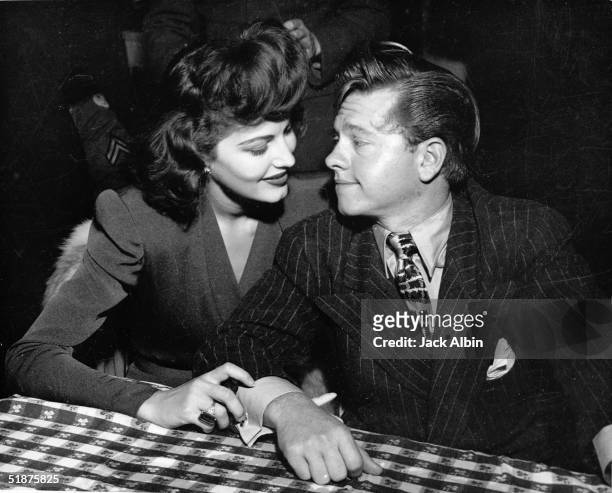 American actor Mickey Rooney and his first wife American actress Ava Gardner , circa 1943.