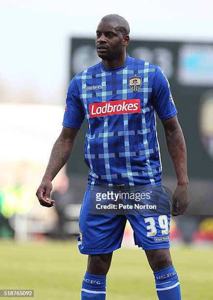 Izale McLeod of Notts County in action during the Sky Bet League Two match between Northampton Town and Notts County at Sixfields Stadium on April 2,...