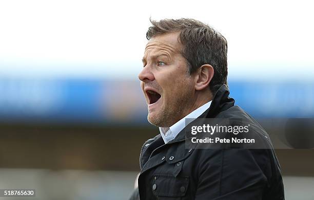 Notts County manager Mark Cooper shouts instructions during the Sky Bet League Two match between Northampton Town and Notts County at Sixfields...