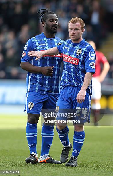 Adam Campbell and Stanley Aborah of Notts County in action during the Sky Bet League Two match between Northampton Town and Notts County at Sixfields...