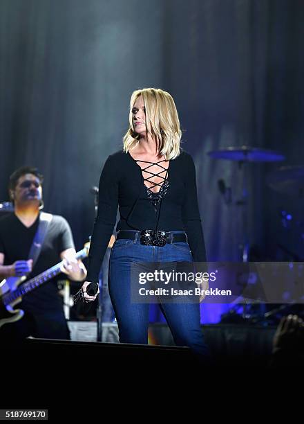 Singer Miranda Lambert performs onstage at the 4th ACM Party for a Cause Festival at the Las Vegas Festival Grounds on April 1, 2016 in Las Vegas,...