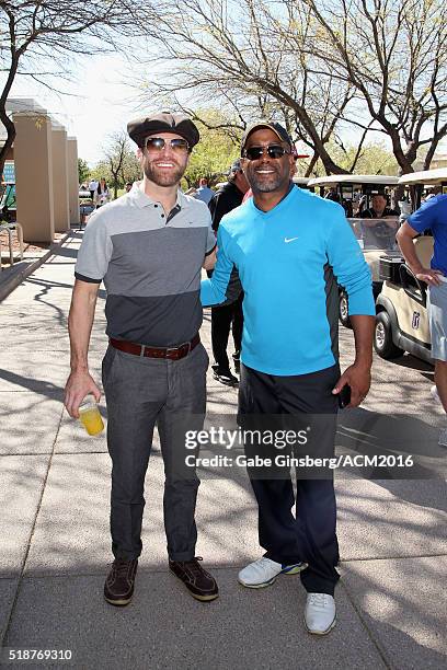 Singers Drake White and Darius Rucker attend the 2016 ACM Lifting Lives Golf Classic presented by G. Debbas Chocolatier and Cocoa Crate at the TPC...