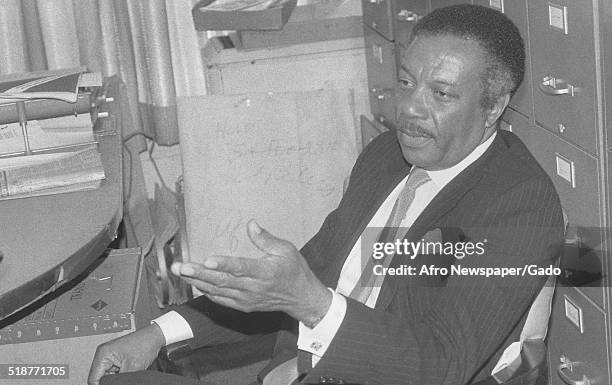 First African-American police commissioner of Baltimore, Maryland Bishop Robinson, 1975.