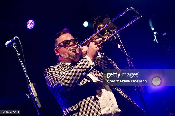 Joe Lindsay aka Hopepa of Fat Freddys Drop performs live during a concert at the Columbiahalle on April 2, 2016 in Berlin, Germany.