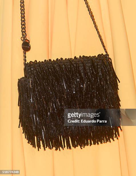Alejandra Osborne, bag detail, attends the Global Gift Gala photocall at Madrid Townhall on April 2, 2016 in Madrid, Spain.