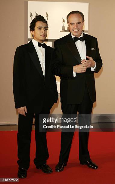 Frederic Mitterrand and his son Jhed attend the Nijinsky Awards Ceremony at The Monaco Dance Forum on December 18, 2004 in Monte Carlo, Monaco....