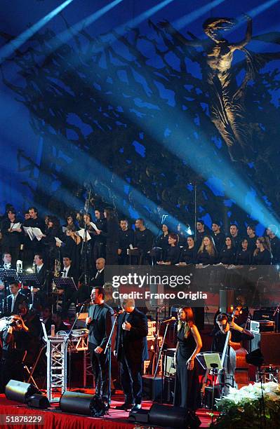 Italian singer Pino Daniele performs at the "Vatican Christmas Concert" to raise funds to build churches in outlying neighbourhoods of Rome, at the...