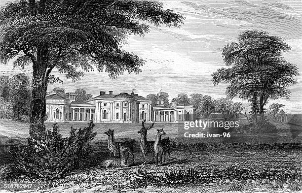 heaton house, lancashire - formal garden stock illustrations