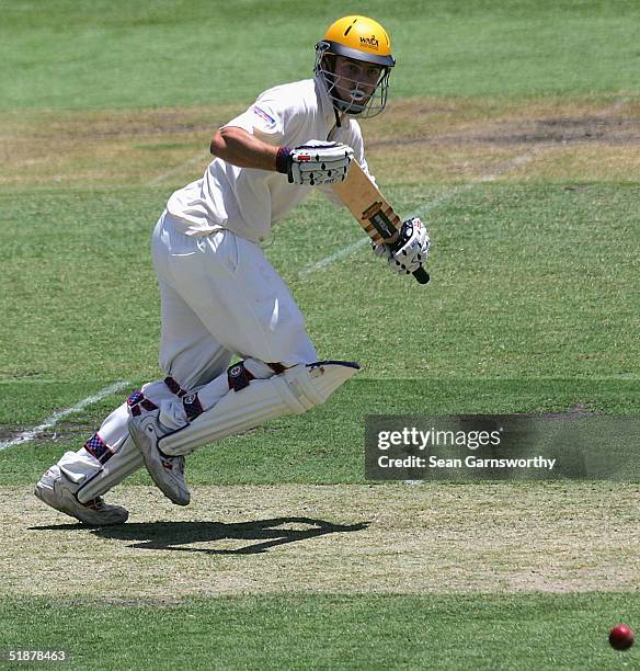 Shaun Marsh of Western Australia in action during day 1 of the Pura Cup match between the South Australian Redbacks and the Western Warriors at...