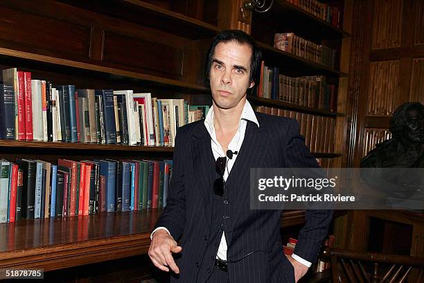 Singer/songwriter Nick Cave poses before talking about his writing in the final event of the " Year of Literature" for 2004 at the State Library of...