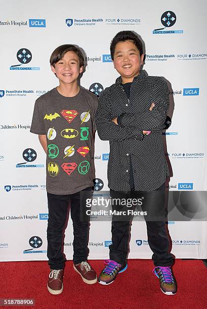 Forrest Wheeler and Hudson Yang arrive at Lights Camera Cure - 5th Annual Hollywood Dance Marathon at Avalon on April 2, 2016 in Hollywood,...