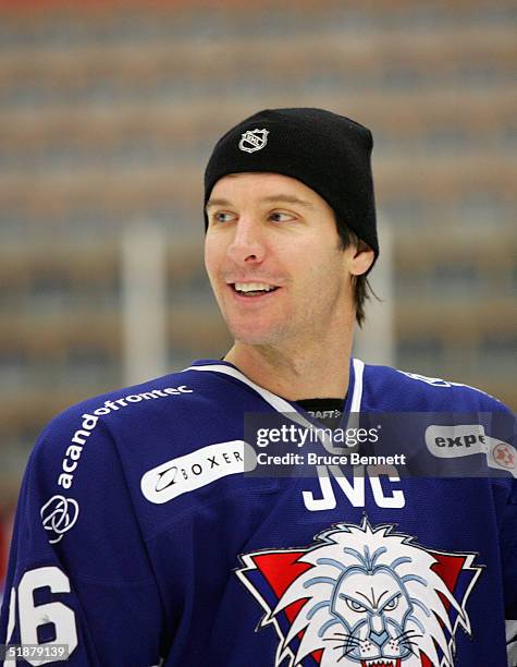 Mike Knuble of Linkoping HC at a family skate party on December 19, 2004 at the Cloetta Center in Linkoping, Sweden.