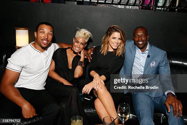 Jamal Liggin, Sibley Scoles, Stephanie BauerandTerrell Owens attend attend the Lights Camera Cure's 5th Annual Hollywood Dance Marathon Benefiting...