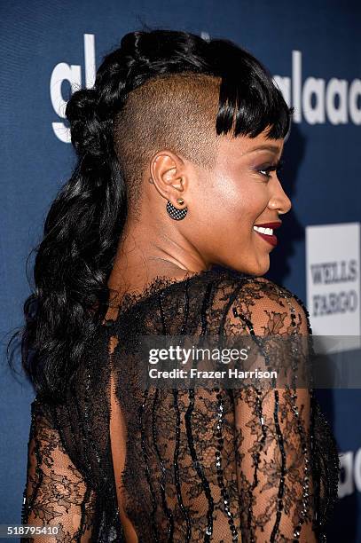 Actress Keke Palmer attends the 27th Annual GLAAD Media Awards hosted by Ketel One Vodka at the Beverly Hilton on April 2, 2016 in Beverly Hills,...