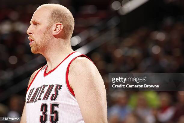 Chris Kaman of the Portland Trail Blazers during the game against the Miami Heat on April 2, 2016 at Moda Center in Portland, Oregon. NOTE TO USER:...